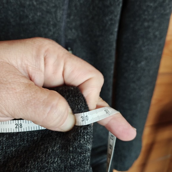 Athleta CYA Stronger Dark Gray Hooded Full Zip Fleece Jacket Long Coat Sz Small - Picture 4 of 9